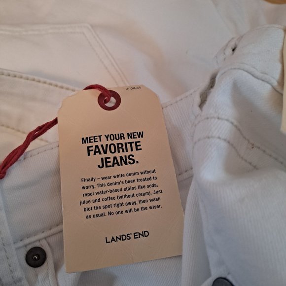 New NWT Lands End White Mid Rise Slim Denim Jeans - Picture 7 of 9